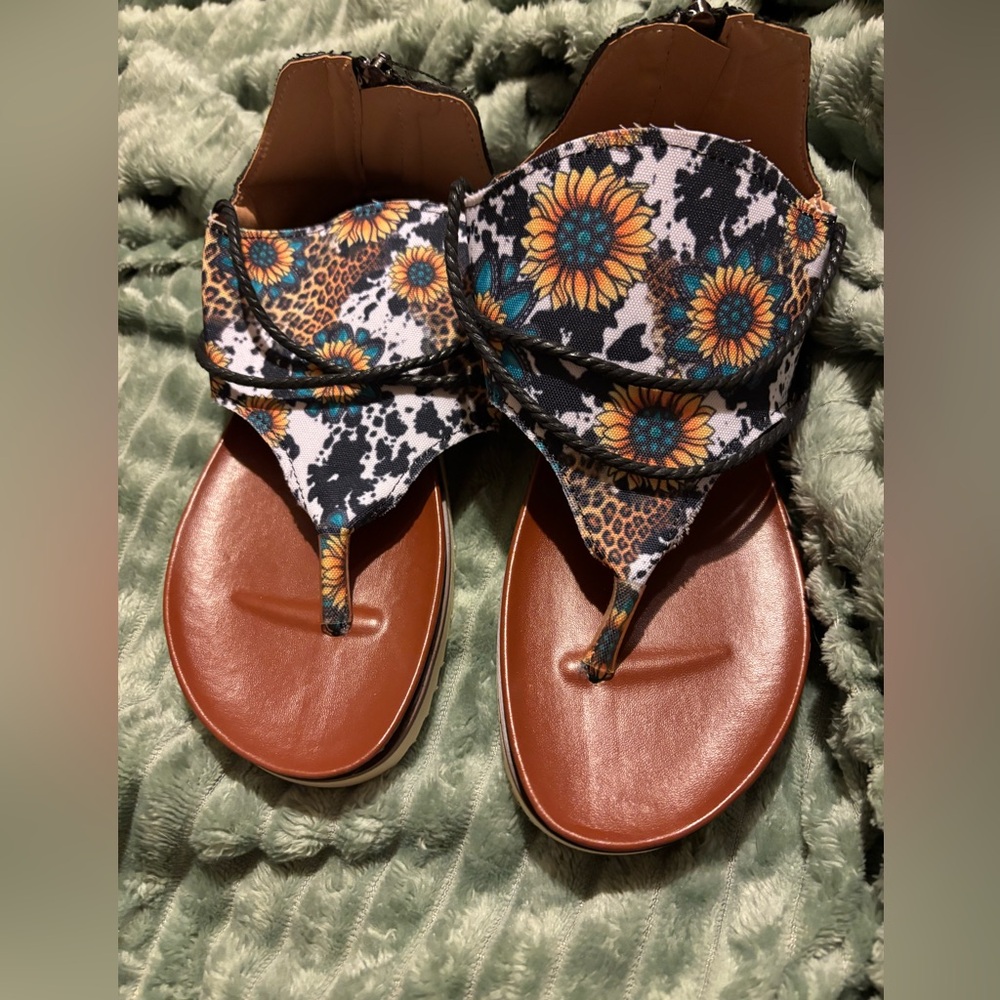 Floral and Leopard Print Women's Sandals